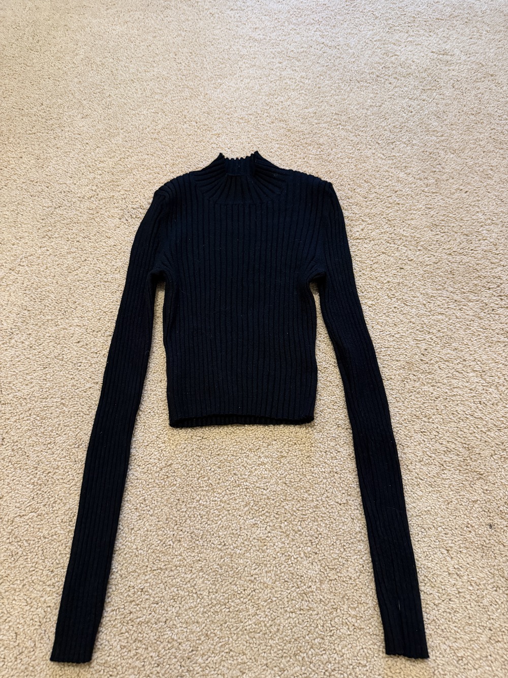LA Hearts Ribbed Mock Neck Long Sleeve - Size S - Black